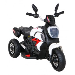 Motorek Fast Tourist na akumulator dla dzieci Biały + Audio + Światła + Ekoskóra