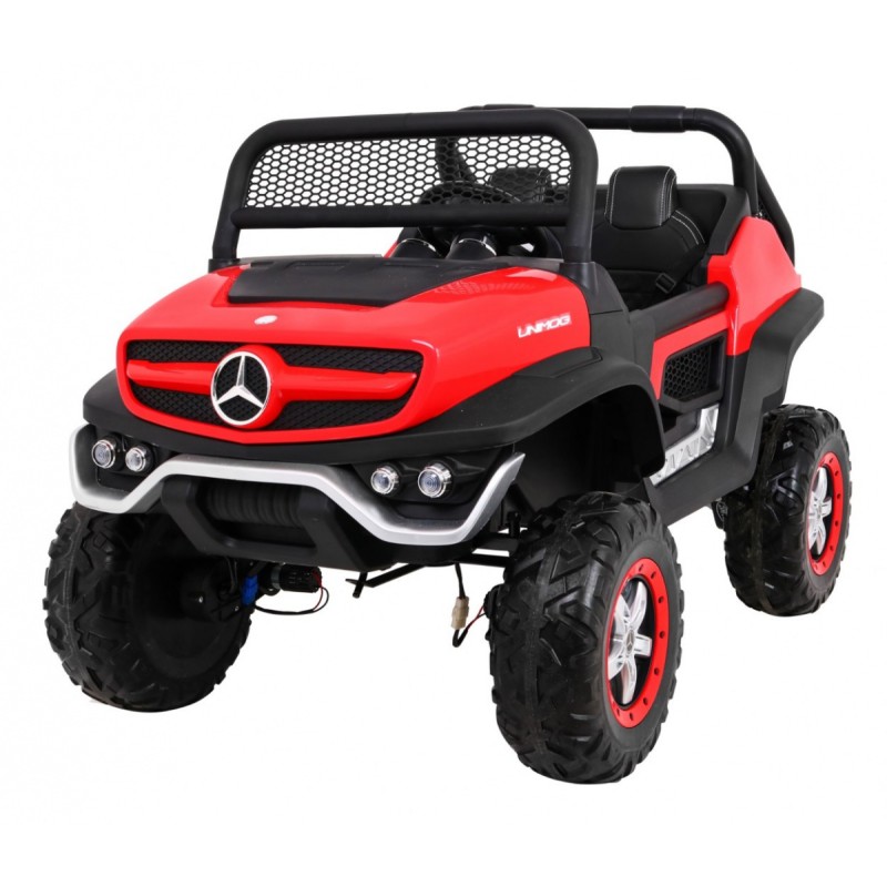 Mercedes Benz Unimog dla dzieci Czerwony + Napęd 4x4 + Pilot + Bagażnik + Wolny Start + MP3 LED