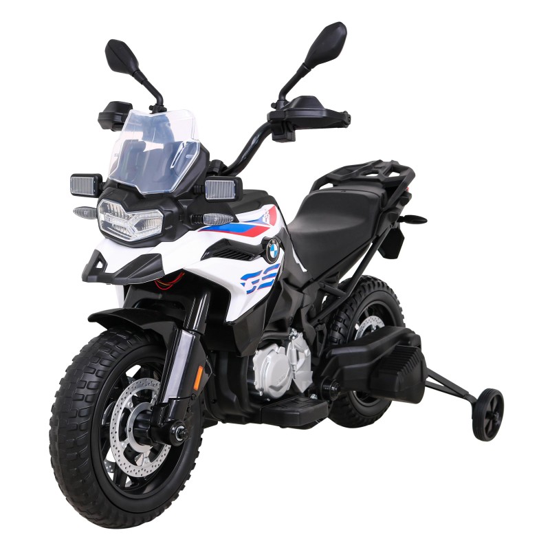 Motor BMW F850 GS na akumulator dla dzieci Biały + Kółka pomocnicze + Audio LED + Wolny Start + EVA