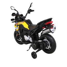 Motor BMW F850 GS na akumulator dla dzieci Żółty + Kółka pomocnicze + Audio LED + Wolny Start + EVA