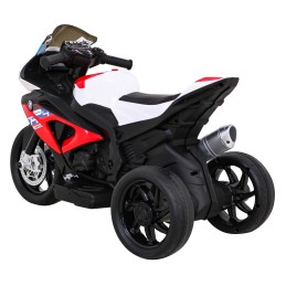 Motor BMW HP4 na akumulator dla dzieci Czerwony + 3 Koła + LED + MP3 USB + Ekoskóra