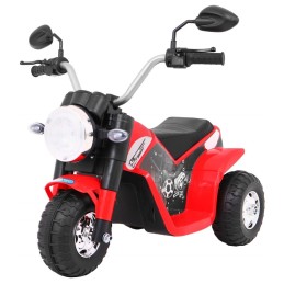 Motorek MiniBike na akumulator dla dzieci Czerwony + Dźwięki + Światła LED + Ekoskóra