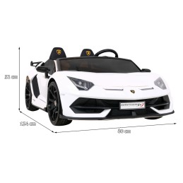 Lamborghini SVJ DRIFT dla 2 dzieci Biały + Funkcja driftu + Pilot