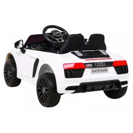 Audi R8 na akumulator dla dzieci Biały + Pilot + EVA + Wolny Start + MP3 LED