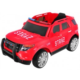 Auto SUV Straż Pożarna na akumulator dla dzieci + Syreny + Światła + Megafon + Pilot