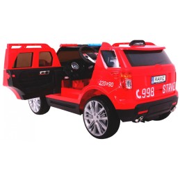 Auto SUV Straż Pożarna na akumulator dla dzieci + Syreny + Światła + Megafon + Pilot