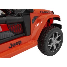 Jeep Wrangler Rubicon na akumulator dla dzieci Pomarańczowy + Pilot + Radio MP3 LED + Koła EVA