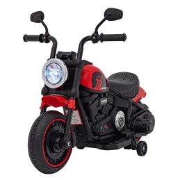 Motorek Chopper FASTER na akumulator dla dzieci Czerwony + Radio FM + Panel audio + LED