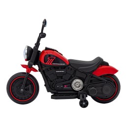 Motorek Chopper FASTER na akumulator dla dzieci Czerwony + Radio FM + Panel audio + LED