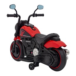 Motorek Chopper FASTER na akumulator dla dzieci Czerwony + Radio FM + Panel audio + LED