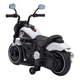 Motorek Chopper FASTER na akumulator dla dzieci Biały + Radio FM + Panel audio + LED
