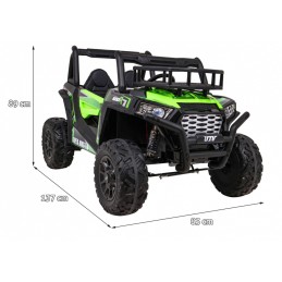 Buggy UTV Terenówka dla dzieci Zielony + Pilot + Bagażnik + Wolny Start + EVA + MP3 LED